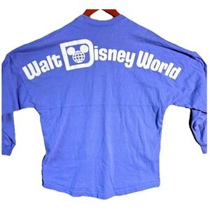 Disney Parks Spirit Jersey Shirt Blue Long Sleeve Puff Print Size XS